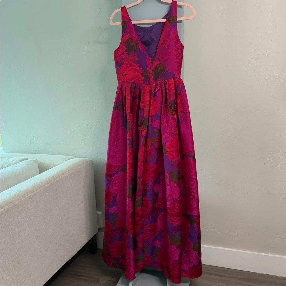 Adrianna Papell Fuchsia and Purple Floral Maxi Gown Sz 6P petite 6 - Picture 5 of 5